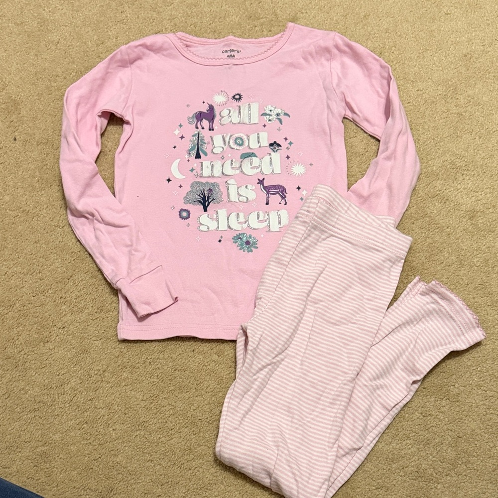 Carter's Light Pink Pajama Set with Fun Print
